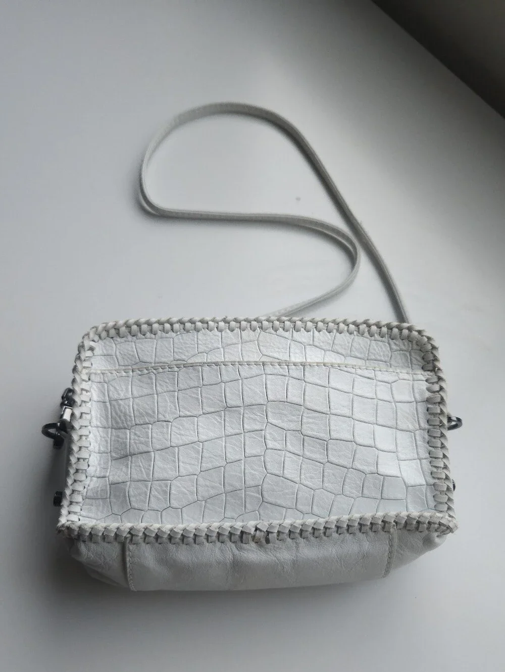 New Botkier White Croc Embossed Leather Petite Crossbody Bag